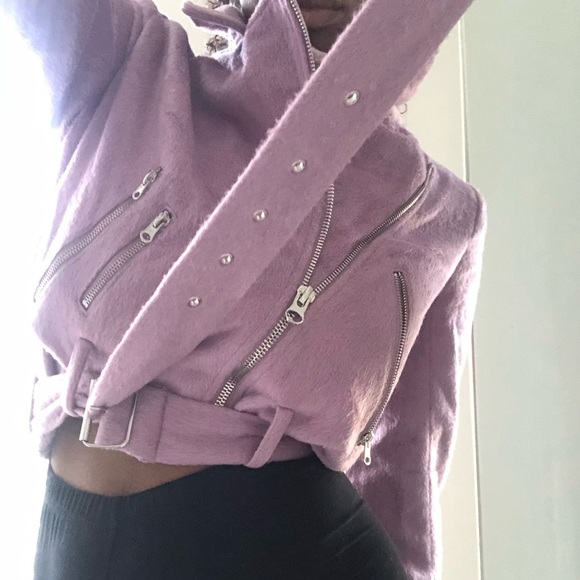 SOLD Pink Fur Motto / Biker Jacket - Picture 5 of 8